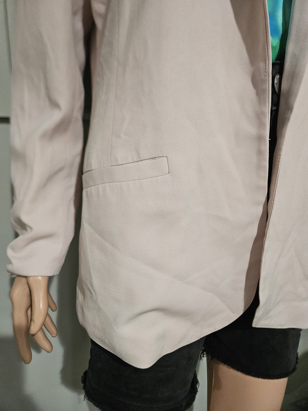 H&M Blush Pink Longline Blazer Open Front Minimalist Work Office Jacket US 12 - Picture 9 of 16